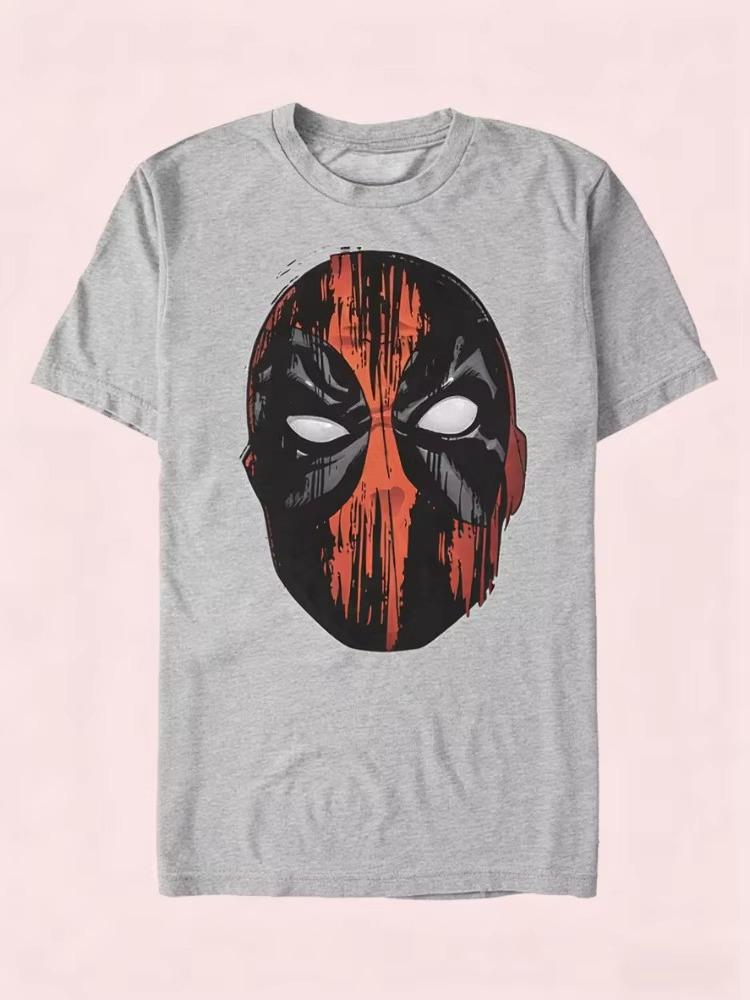 2026 New Edition Deadpool Printed Striped Mask Graphic TShirt for Unisex and WOMEN Large Size Casual Style