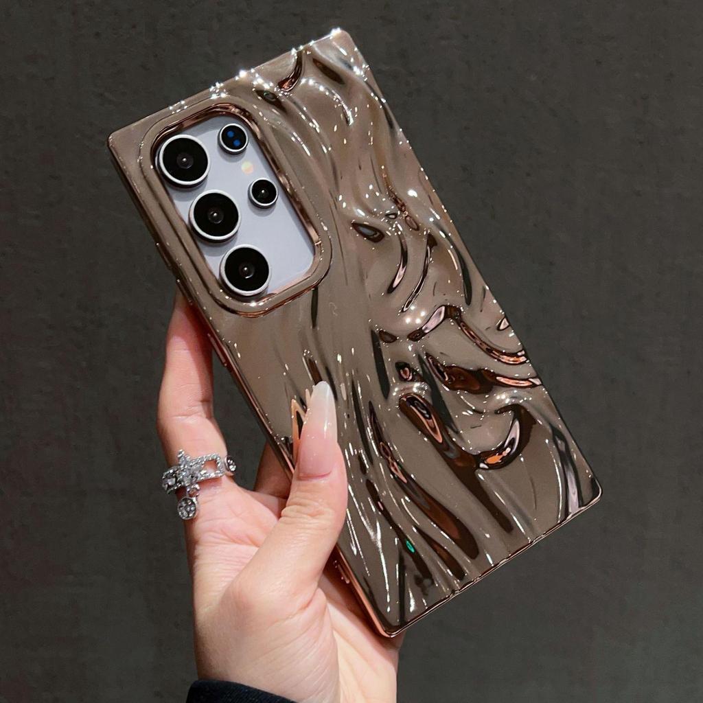 3D Pleated Electroplated Solid Color Drop-Proof Phone Case for Samsung S25 Ultra/S24 Plus/S23