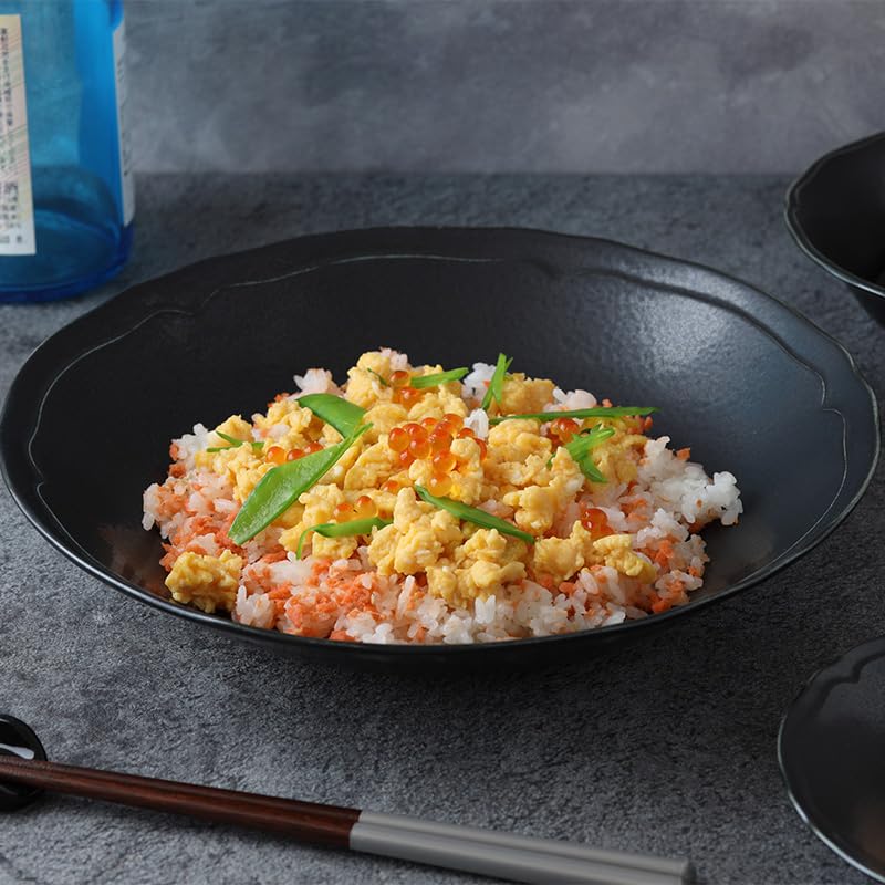 EAST table RINKA Deep Plate, 27cm, Lightweight, Black, Made in Japan, Microwave and Dishwasher Safe, 86-005-01