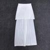 Longmei Women's Knit Wide-Leg Fake Two-Piece Elastic Waist Pants - Spring/Summer 2026 Minimalist Style Straight-Leg Trousers