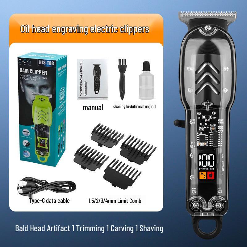 Rechargeable Transparent Electric Hair Clipper & Trimmer with Brushless Motor
