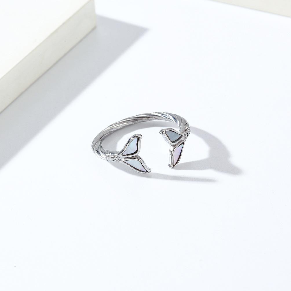 Dámské svatební šperky Luxusní rybí ocas Shell Design Dámský prsten z titanové oceli Elegantní zlatý stříbrný prsten pro dívky