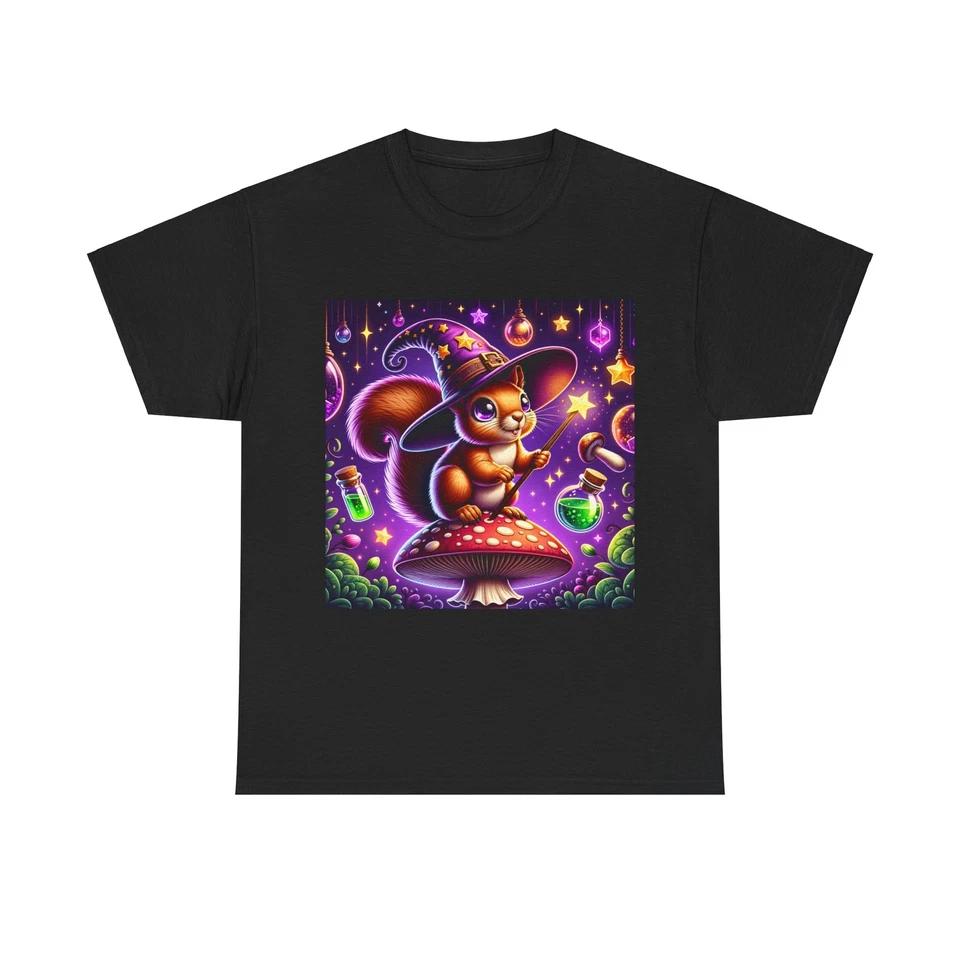 Unisex Adult T Shirt Whimsical Wizard Squirrel Artwork Fantasy 4XL