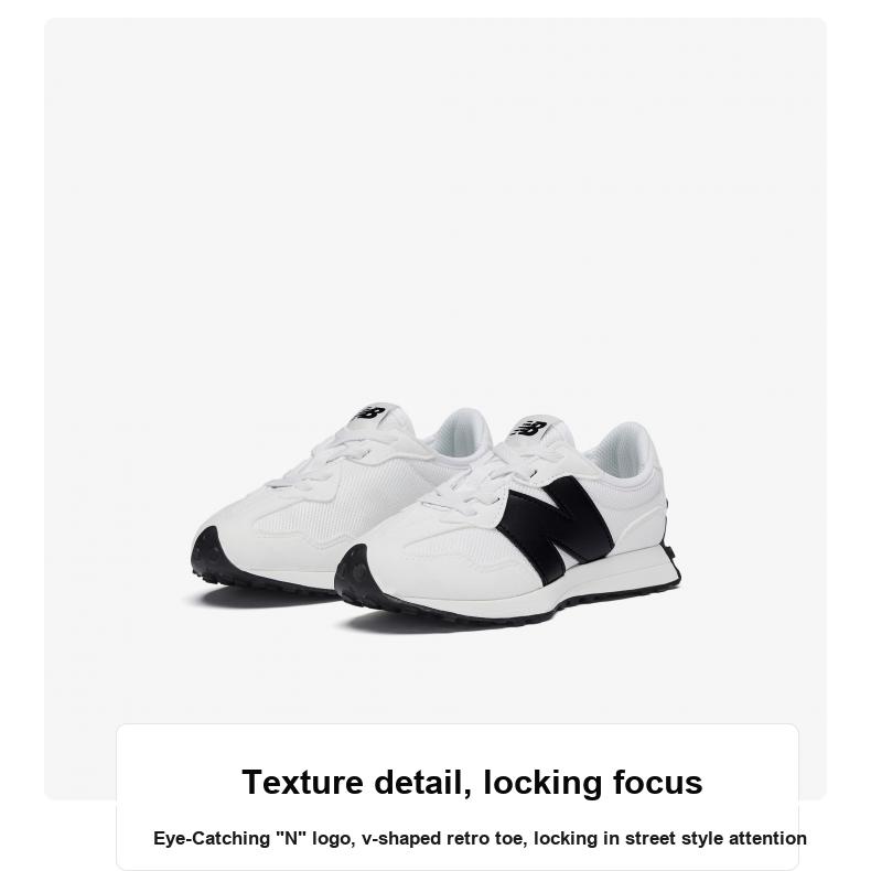 New Balance 327 Bungee Lace Little Kid White Black Kids Sneakers PH327CWB