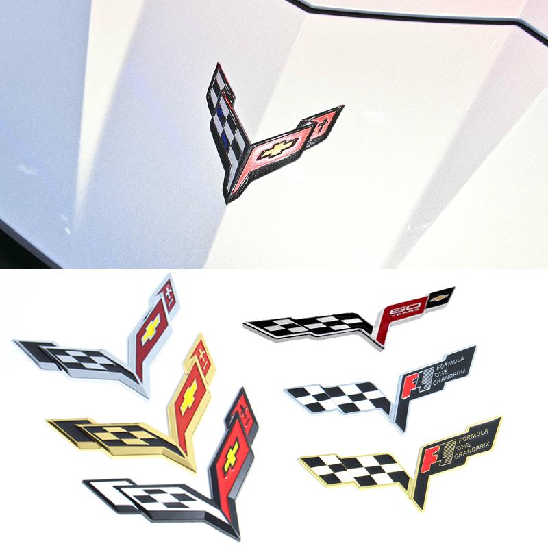 For Chevrolet Corvette 60 Years Camaro Aveo Cruze Malibu Captiva Trax Niva Captiva 3D Metal Car Fender Rear Trunk Emblem Sticker