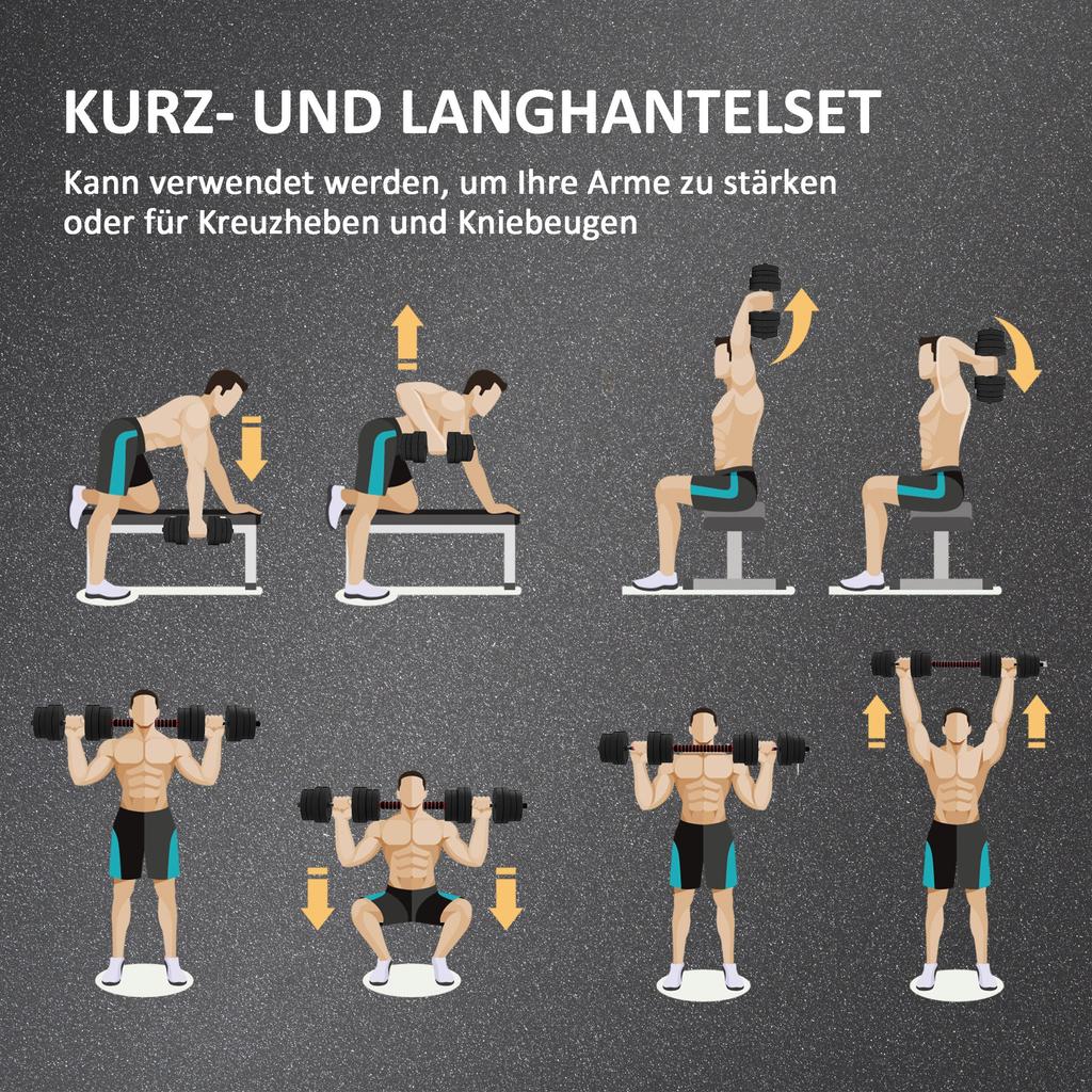 2 in 1 Dumbbell Set 30 kg Adjustable Dumbbell & Barbell Professional Dumbbell Strength Training Black