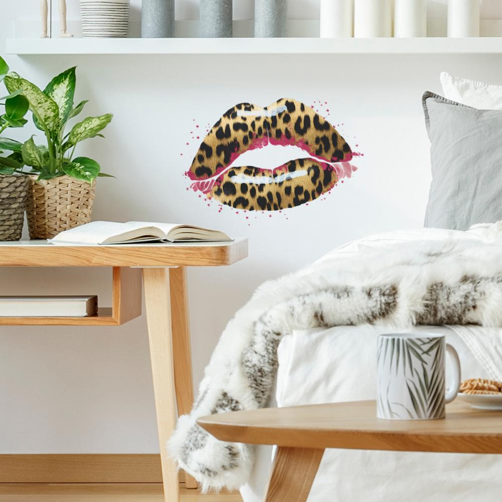 Personalized Leopard Print Lip Print Bedroom Dressing Room Home Decoration and Beautification Wall Stickers