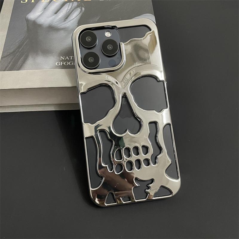 Cool Hollow Heat Dissipation Cool Skull Ghostfa Plating Phone Case For iPhone 17 16 Pro Max 15 14 Plus Air Fashion Slim Cover