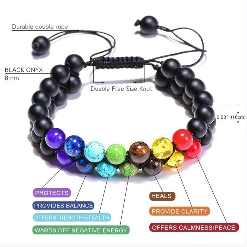 Bracciale Donna Albero Della Vita In Pietre Naturali - Regolabile 16-25 Cm - Gioiello Yoga Chakra Colorato Con Confezione Regalo