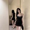 Design Dress Women's  Autumn and Winter New Models with Spice Girls Wearing Suspenders Tight Waist Hip Skirt