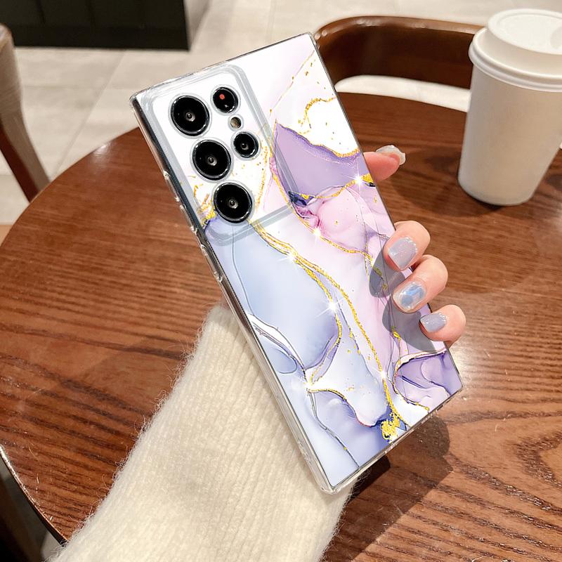 Marble Pattern Clear Phone Case For Samsung Galaxy S26 S25 S24 S23 Ultra S22 Plus S24 S21 FE S25 Edge Transparent TPU Soft Cover