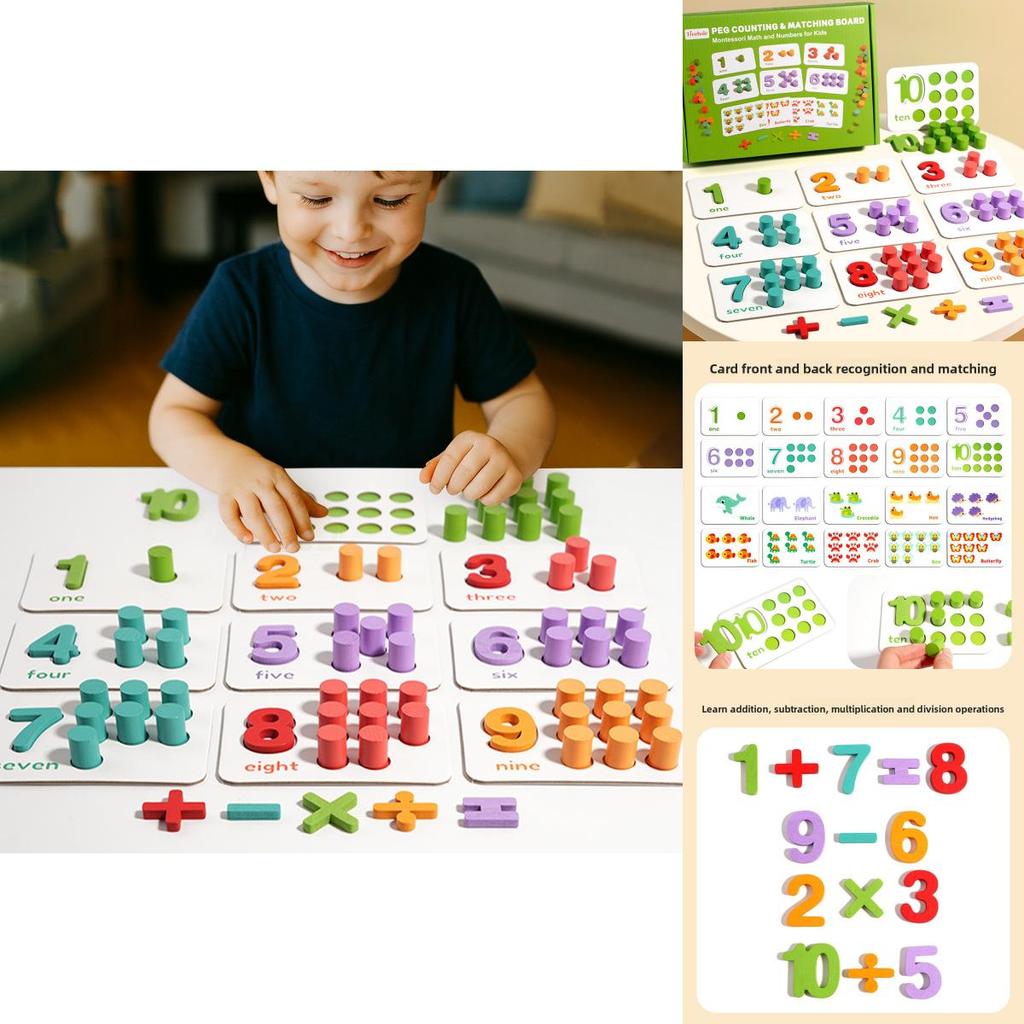 Preschool Math Teaching Tool Wooden Addition Subtraction Counting Puzzle For Early Learners