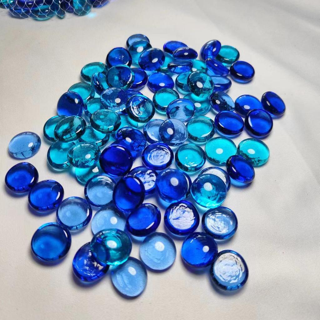 Sky Blue Transparent Glass Beads for Stove Decoration, 16-19mm Mediterranean Flat Crystal Beads