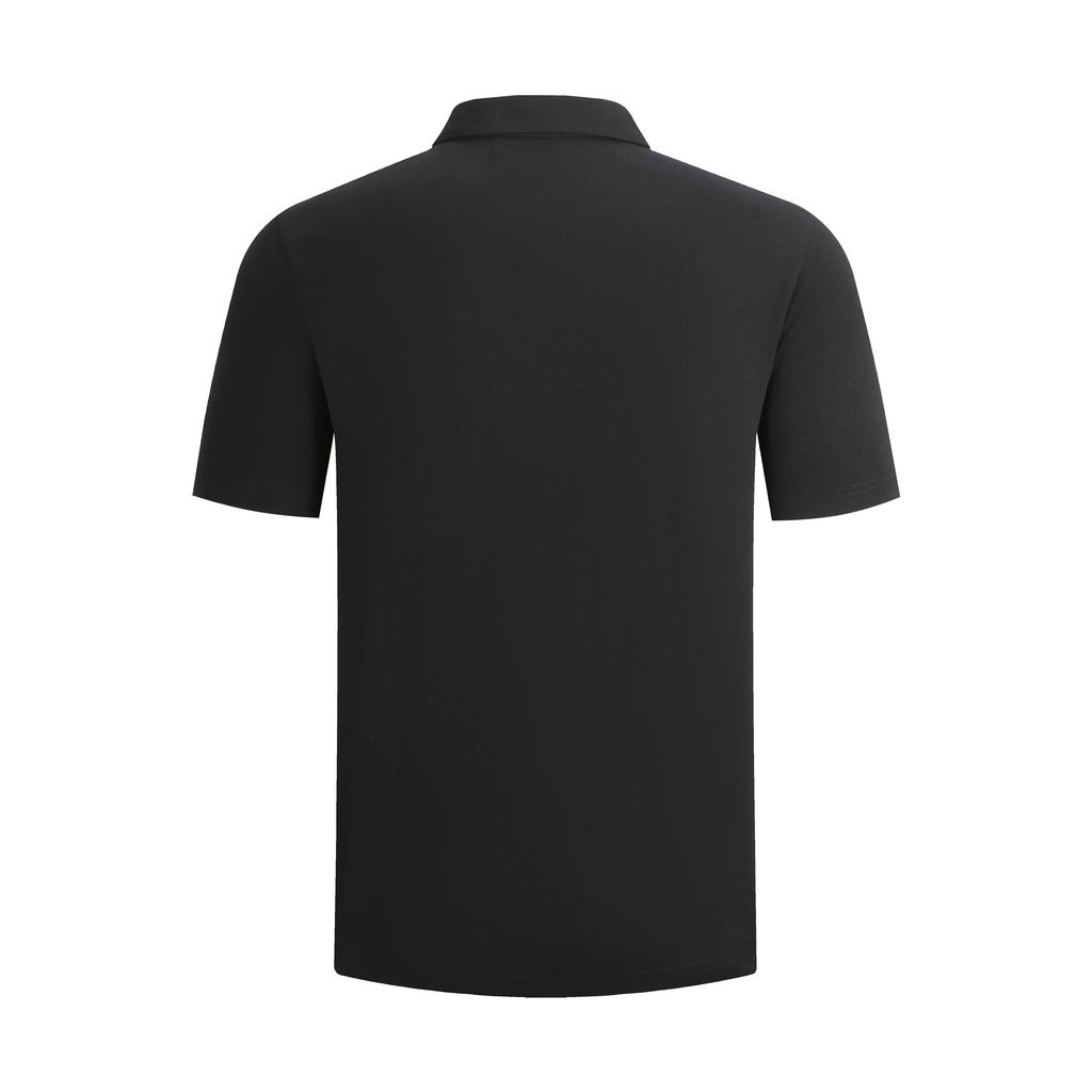 Emporio Armani Black Cotton Fabric Tech Texture Future Concept Commuter Knit Casual Fashion Simple Business Polo Shirt EM000571-AF20426-1UC001