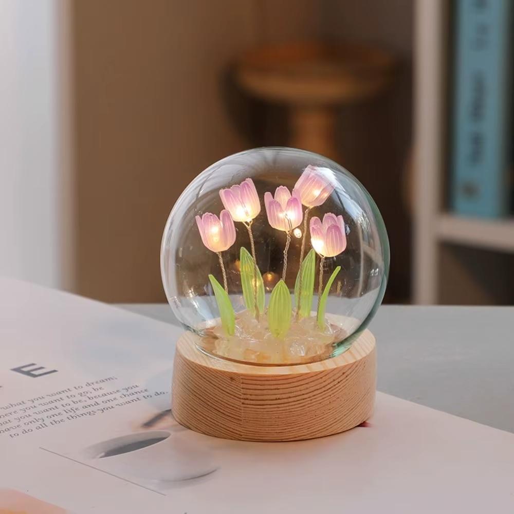 D5 DIY Tulip Night Light Cute Bedroom Room Decor Floral Lamp Valentines Day Gift Lampara Tulipanes Girlfriend Material Handmade