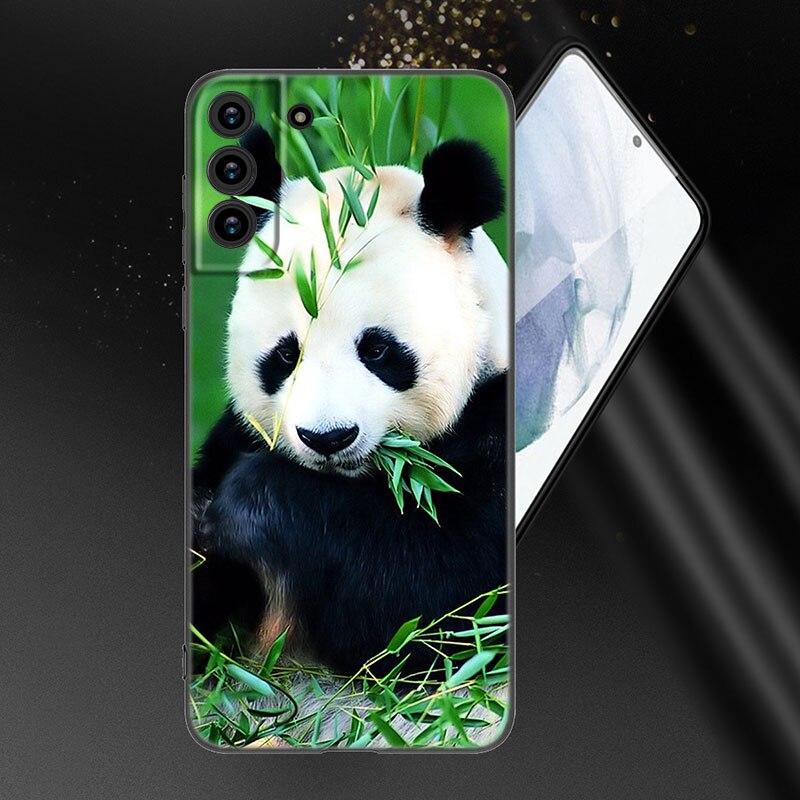 Chinesische Bär Panda Handyhülle für Samsung Galaxy S22 Pro S21 S20 Ultra FE S10 Lite 5G S10E S9 S8 Plus Weiche TPU Schwarze Hülle
