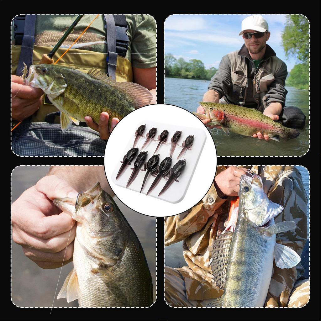 Soft Fishing Lures Pre-Rigged Bass Fishing Lures 10 Pieces All-Weather Freshwater Anglers Tackle Accessories To Catch Pike