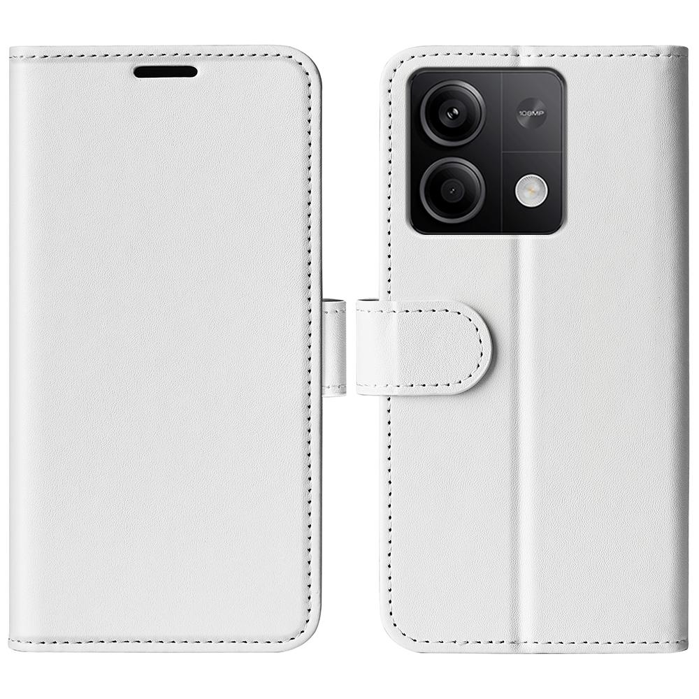 

For Xiaomi Redmi Note 13 5G (China) Case Leather Phone Cover Crazy Horse Texture Stand Wallet White