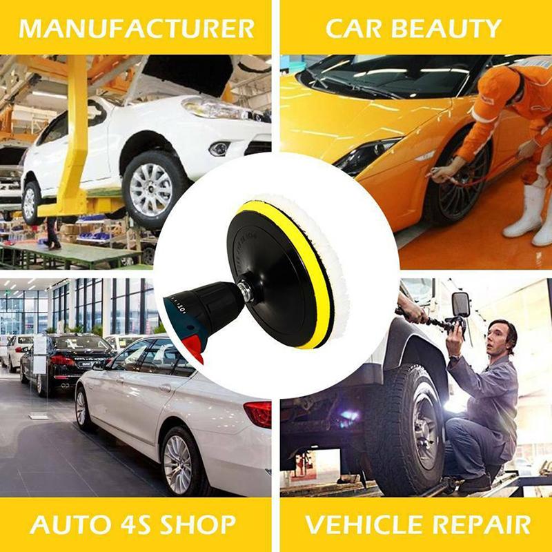 5Pcs Wool Car Polishing Pad Set For Polisher Machine Waxing Polishing Buffing Auto Paint Care Polisher Pads 3/4/5/6/7 Inch
