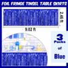 3 Pack 29 x108 Inch Blue Foil Fringe Table Skirts Metallic Banner for Tel Streamer Garland Backdrop for Parade Floats Mother's Day, Graduate,