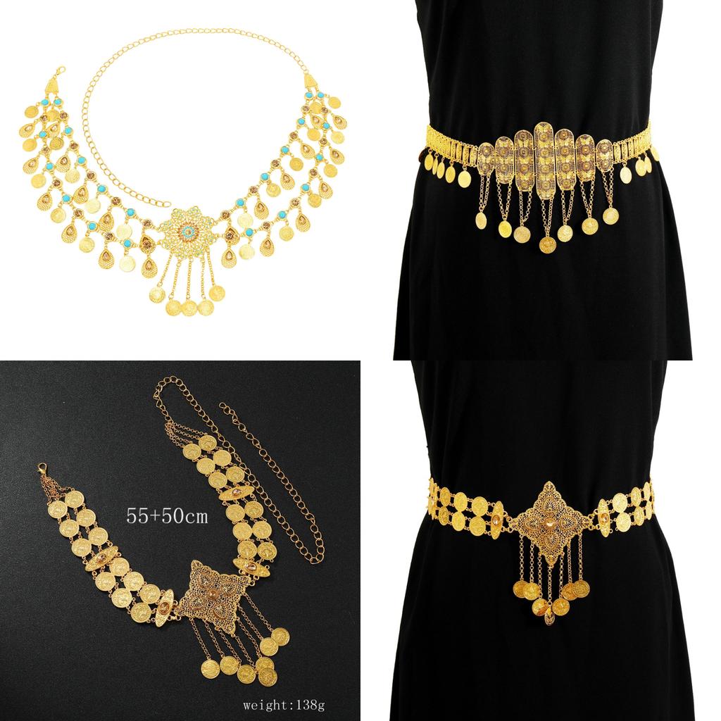 Metal Waist Chain For Women With Diamond Hollow Design And Coin Tassels For Summer Fashion Accessory