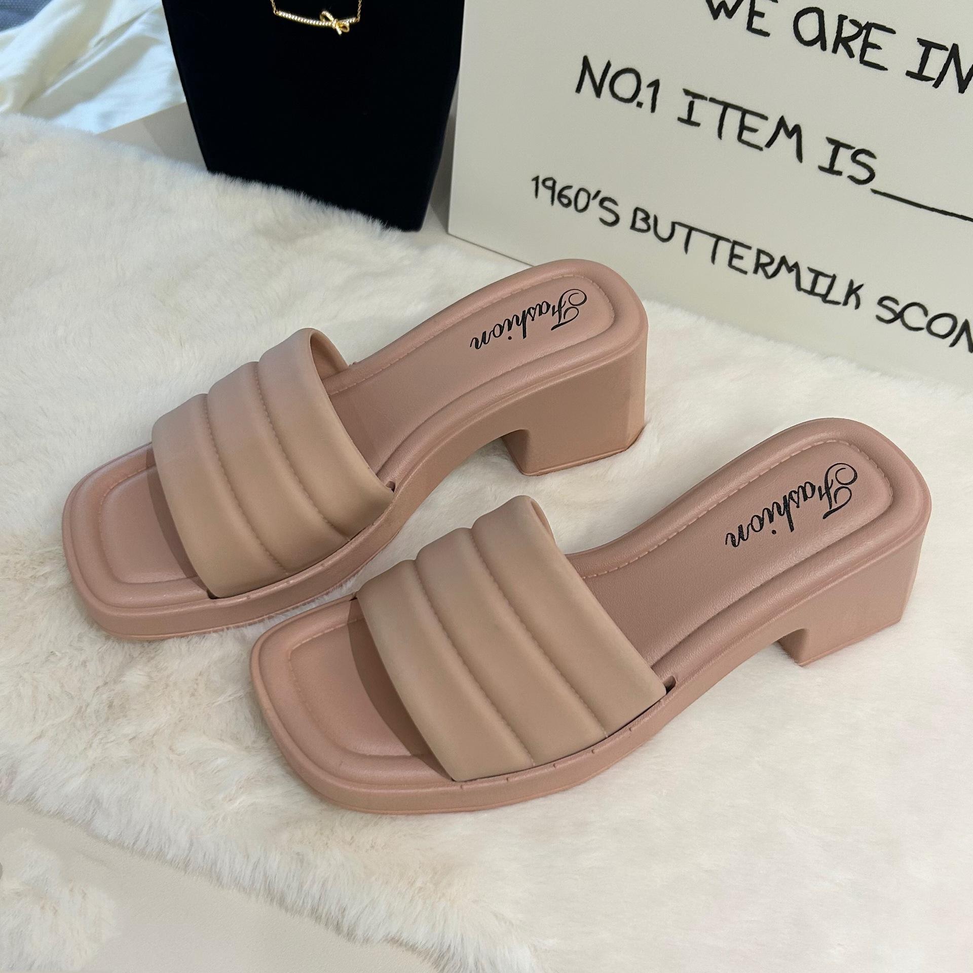 

New Women s Stylish Roman Outer Wear Anti-Slip Cover Toe Thin Strap Cool Mop Thick Sole Coarse Fashionable Fairy Style Slippers 38-39 золотой