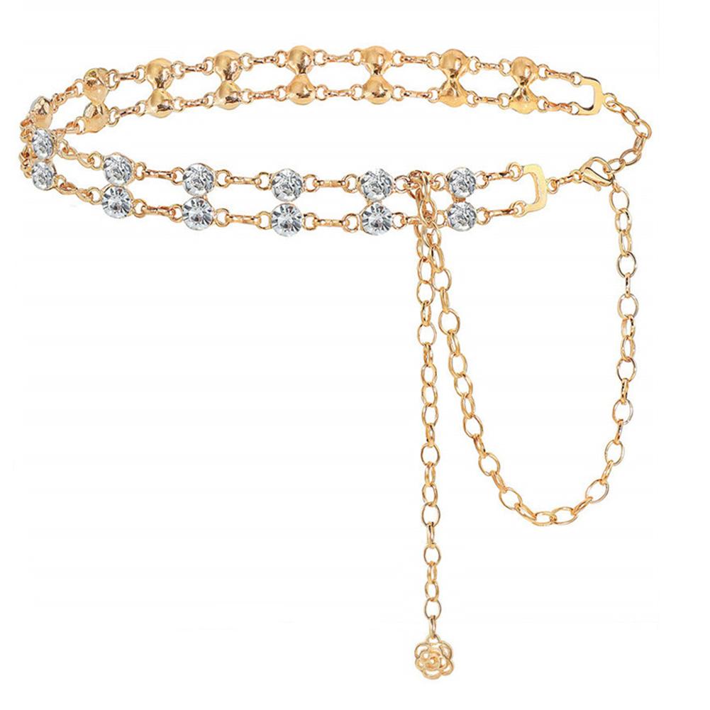 Women Retro Belt Luxury Fashion Rhinestone Waist Chain Double Row Crystal Body Chain Jewelry Accessories For Gifts