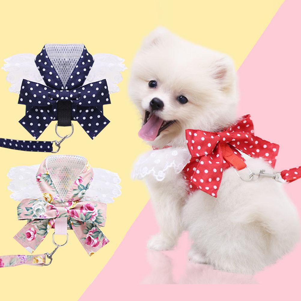 Dog Cat Bow Chest Harness Leash Comfortable Puppy Small Dogs Harnesses Vest for Party Shopping