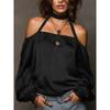 New Fashion Women's Style Off Shoulder Matte Satin Shirt Top