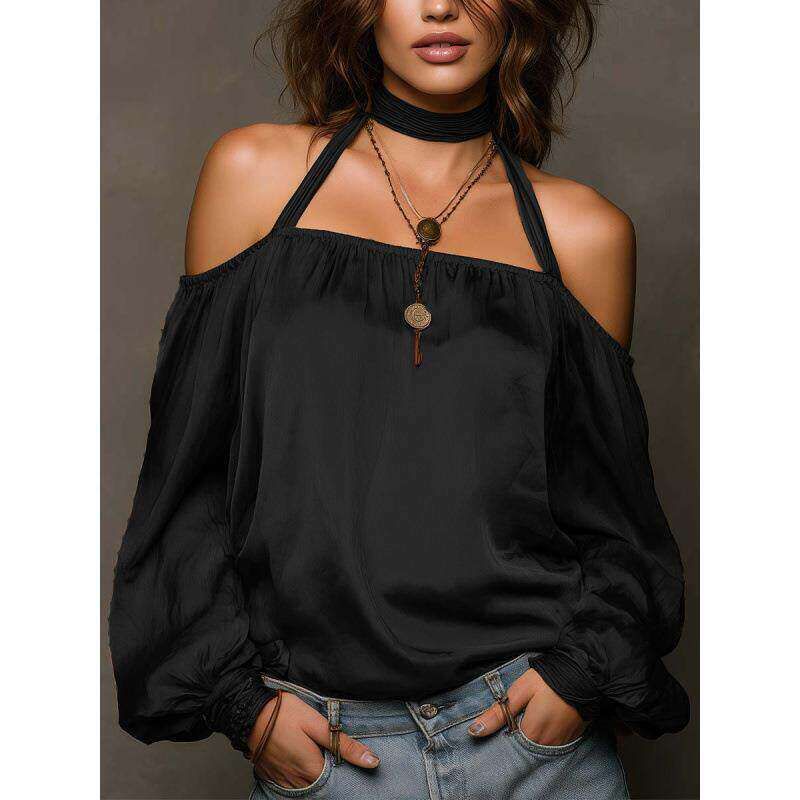 New Fashion Women's Style Off Shoulder Matte Satin Shirt Top