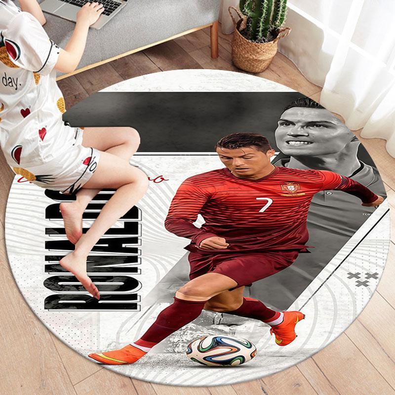 Στρογγυλό Χαλί Cristiano Ronaldo, Χαλί για Σαλόνι Υπνοδωμάτιο Καναπέ Παιδικό Δωμάτιο Διακόσμηση, Αντιολισθητικό Πατάκι