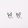 304L Stainless Steel Frosted Double Layer Butterfly Stud Earrings for Women