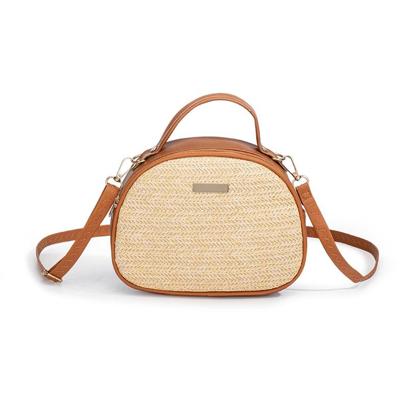

Women s bag new portable fashion straw bag trend woven simple shoulder messenger bag коричневый