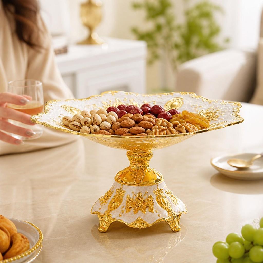 Snack Tray with Pedestal Sturdy Footed Spacious for Hosts