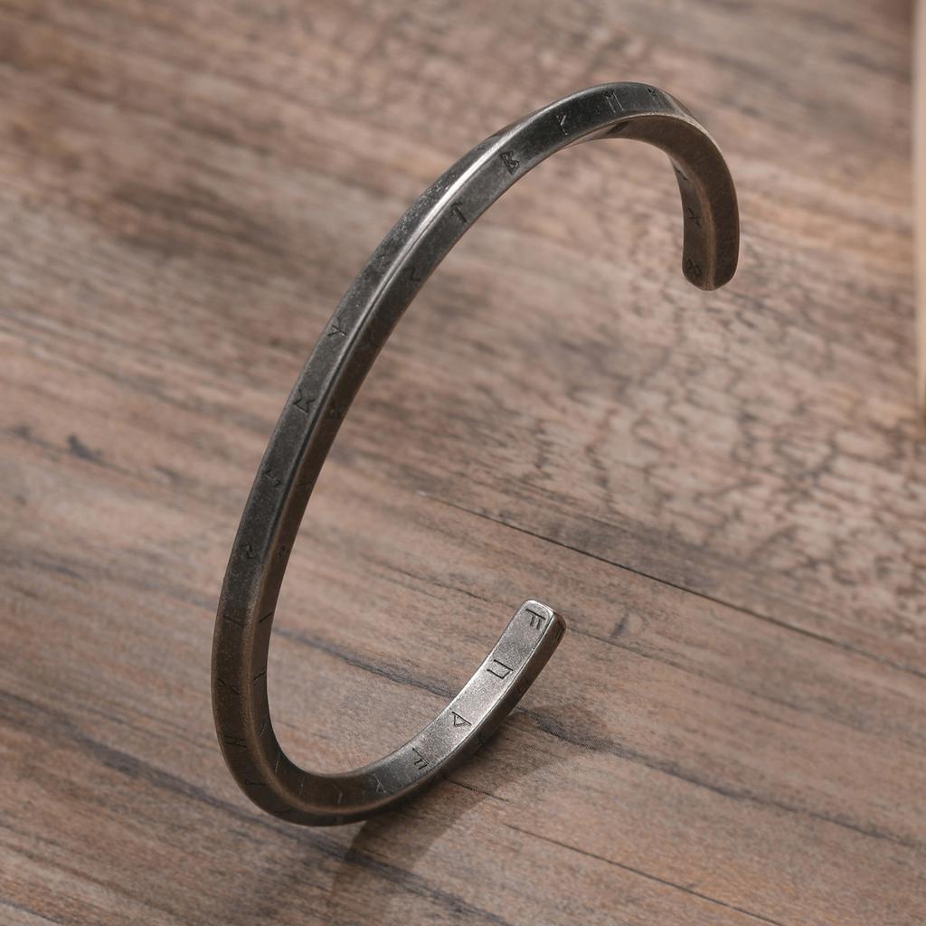 Vnox Retro Nordic Vikings Cuff Bracelet for Men Stainless Steel Mobius Norse Mythology Runes Amulet Jewelry Dad Gift