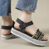 Fashion Women Stylish Fringe Design Platform Sandals Summer New Buckle Open Toe Sandal Female Casual Rivet Decor Med Heel Sandals Mujer