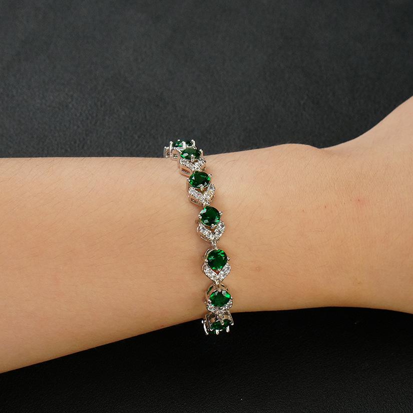Female Versatile Niche High-End Jewelry Temperament Gorgeous Gold-Plated Green Jewelry Bracelet