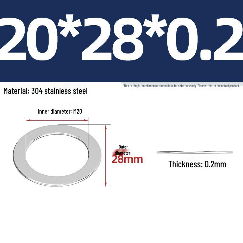 304 Stainless Steel Ultra-Thin Flat Washers - Available in Thickness: 0.1mm, 0.2mm, 0.3mm, 0.5mm