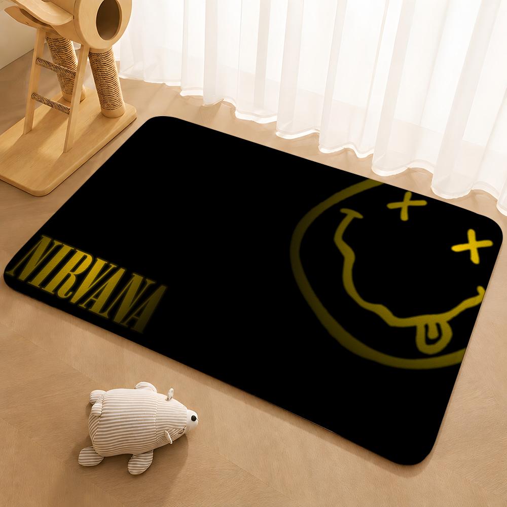 A-N-Nirvana-Rock Band Anime Floor Mat Floor Mat Soft Flannel Non-Slip Door Rug for Living Room