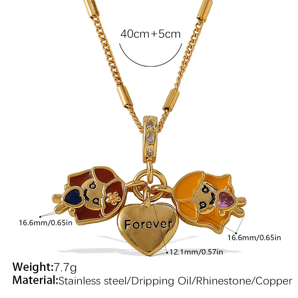 Retro Style Dripping Oil DIY Girl Fox Pendant Necklace Cute Versatile Heavy Industry Design Jewelry Woman