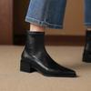 Krazing Pot Microfiber Pointed Toe Thick Heels Chelsea Boots Size 42 Zip Beauty Lady Women Stretch Ankle Boots