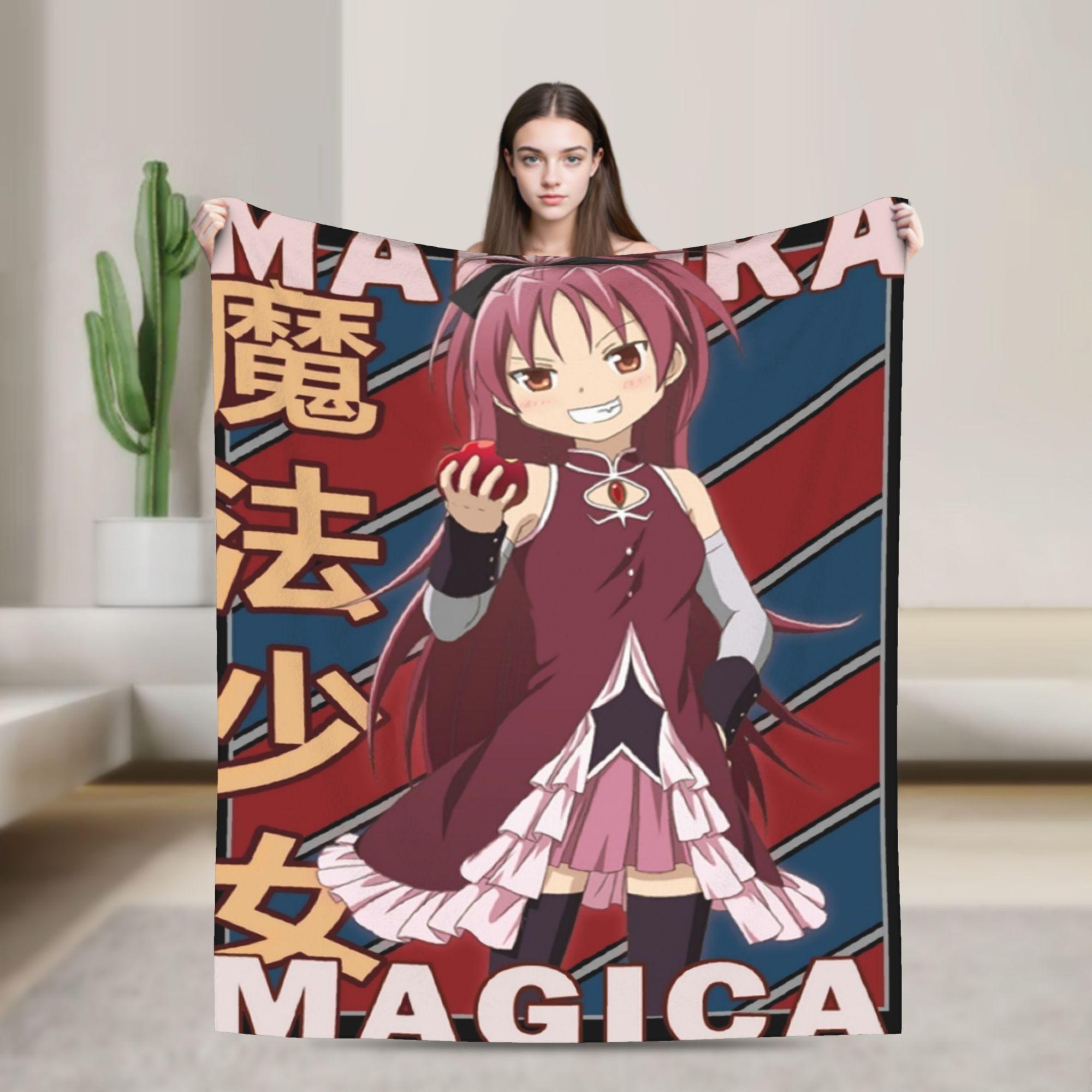 Puella Magi Madoka Magica and Homura Blankets Kyubey Anime Flannel Vintage Warm Throw Blanket for Home Restaurant  Winter 75x90cm