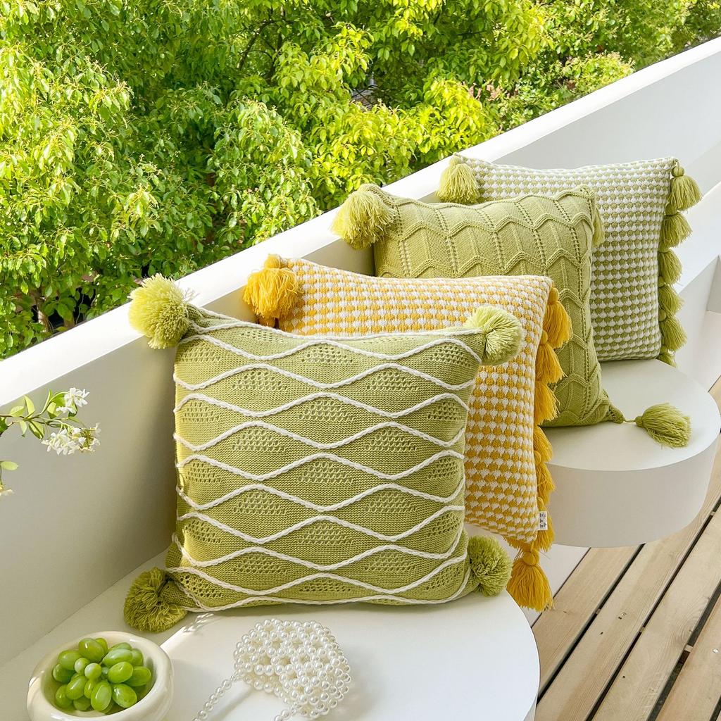 Knitted Pillow Cover Sofa Pillow Cushion Office Lumbar Pillow Home Pillow Cover