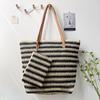 Woven Straw Tote Bag With Zipper Closure For Casual Travel And Summer Outings