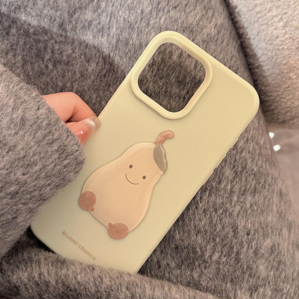 Three Dimensional Cartoon 17pro Max Apple 16 Mobile Phone Case Green Pear Iphone14 Suitable for 13 Small Fresh