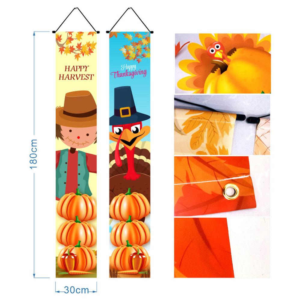 Fall Decorations Banners For Front Door Colorful Pumpkins Maple Leaf Backdrop Flag For Wall Door Decor