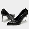 Mode Ins Stil Mode Gürtelschnalle Lackleder Damen Pumps Frühling Herbst Elegante Spitze Stiletto Hohe Absätze Büro Dame Schuhe