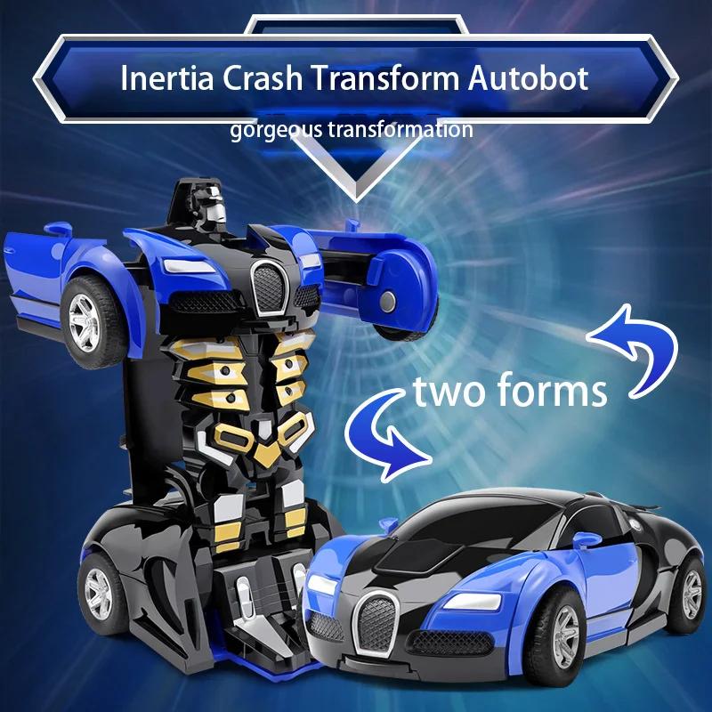 Children's Toy One-Click Impact Deformation Car Robot Car Inertia Toy Car Boys and Girls Toy Birthday Gift