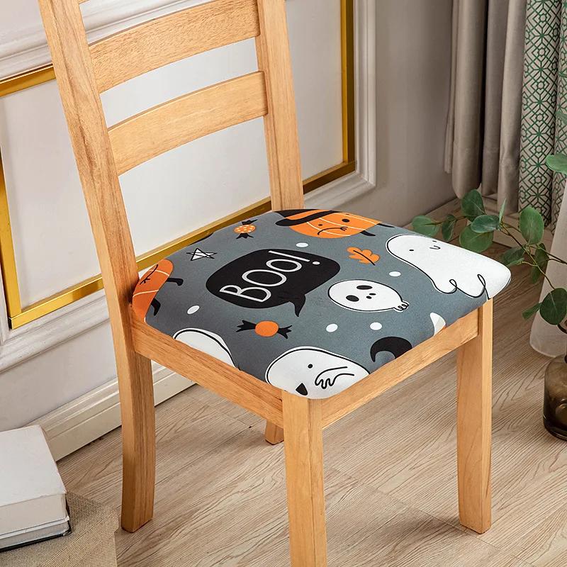 Stretch Printed Chair Seat Cushion Covers For Dining Room Chair Cover For Wedding Banquet Seat Chair Slipcover Home Decor