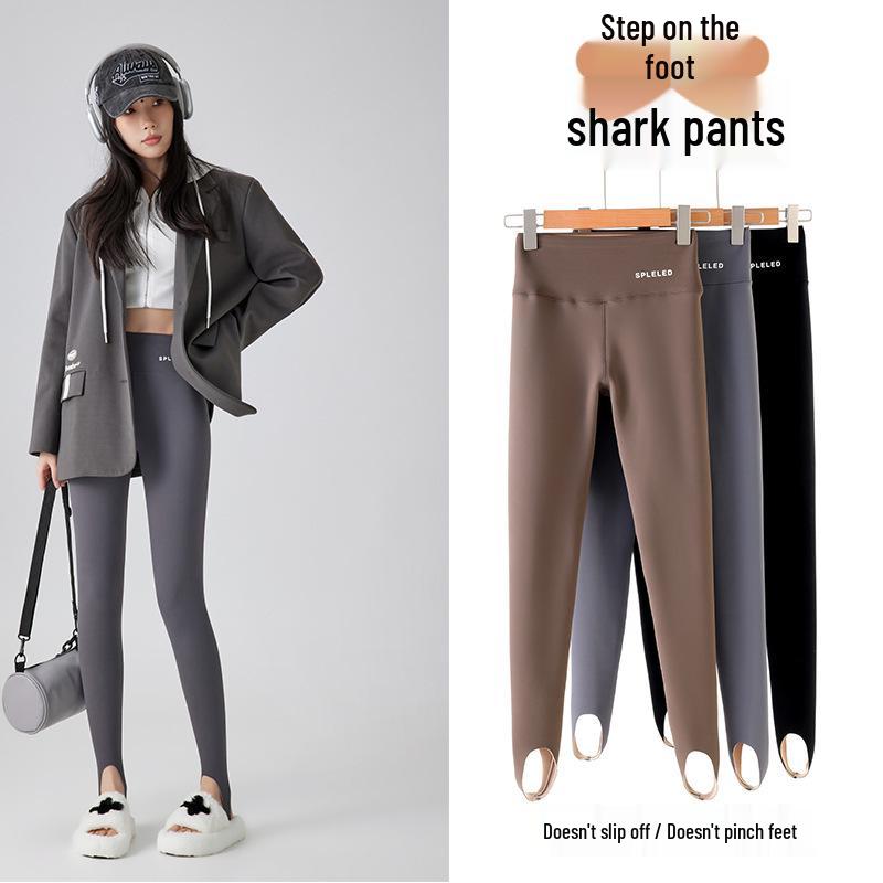 Women's High-Waisted Fleece-Lined Stirrup Yoga Pants – Warm, Thickened Base Layer with Tummy Control & Hip Lift for Autumn/Winter.